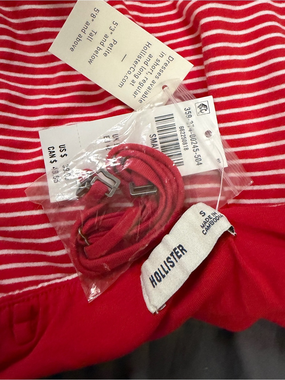 Hollister striped Tube Top Red Skirted Romper - Women size Small - NWT - Picture 2 of 8